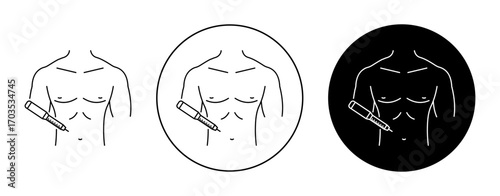 Insulin injecting icons collection in black filled and stroke line style
