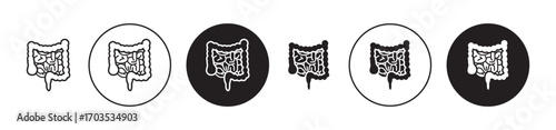 Gut icons collection in black filled and stroke line style