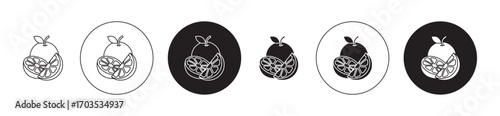 Grapefruit icons collection in black filled and stroke line style