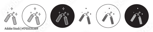 Explosive firecracker icons collection in black filled and stroke line style