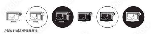 Bounce rate icons collection in black filled and stroke line style