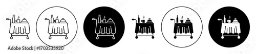 Breakfast room service icons collection in black filled and stroke line style