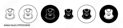 Baby bib icons collection in black filled and stroke line style