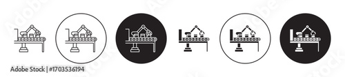 Assembly icons collection in black filled and stroke line style