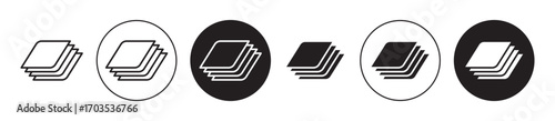 Layers icons collection in black filled and stroke line style