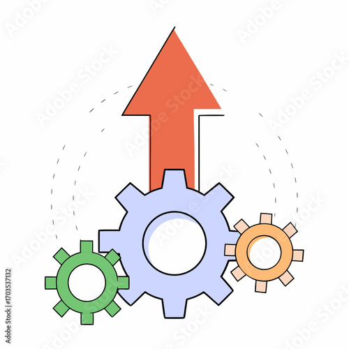 Gears driving upward progress, a modern illustration of growth and momentum for business success