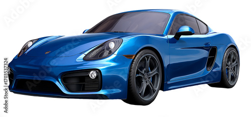 Fototapeta Naklejka Na Ścianę i Meble -  Blue sports car isolated on transparent background with sleek design and powerful engine