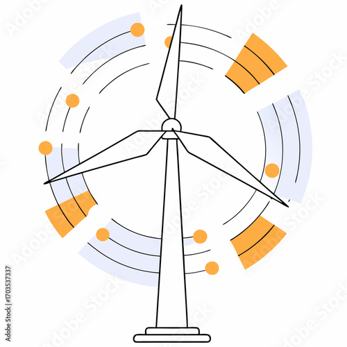 Dynamic wind turbine illustration promoting renewable energy and sustainable solutions now