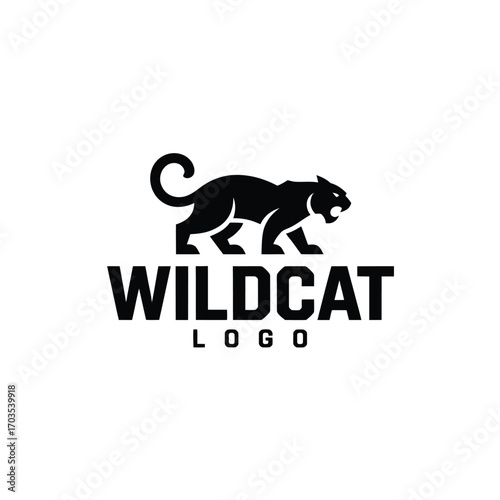 Wildcat Logo Design - Black Panther Silhouette animal wildlife vector illustration graphic icon symbol nature predator mammal big cat