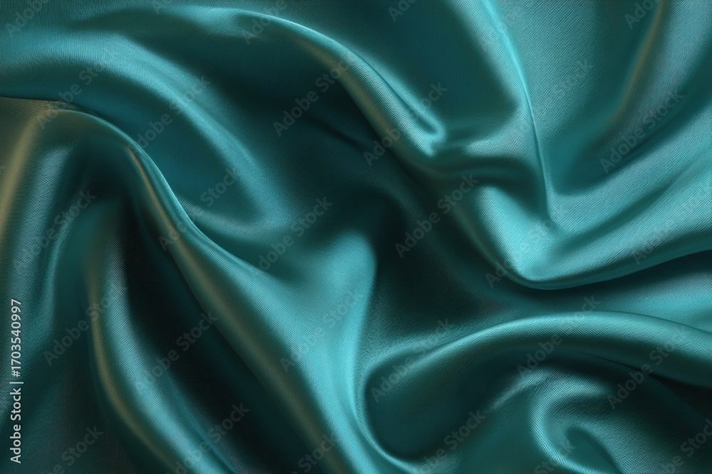 Obraz premium Teal silk fabric drapes in folds