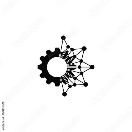 Artificial intelligence and machine learning concepts gear and neural network connection represent AI technology