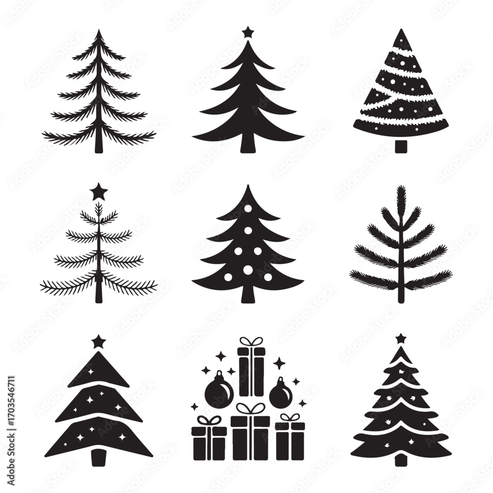 Obraz premium Seasonal holiday gift and decoration icons