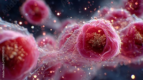 Colorful Abstract Representation of Microscope Cells in Motion