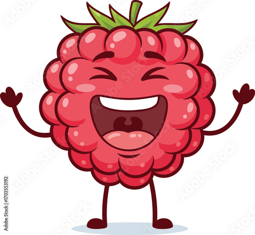 Happy Raspberry Character Laughing Joyfully	