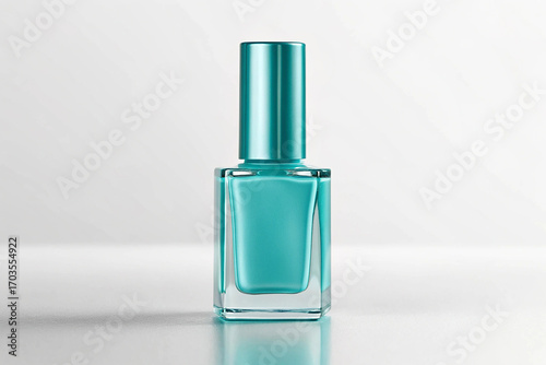 Glass Bottle of Glossy Aqua Nail Polish Mockup