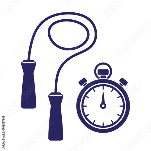 Vector illustration of a skipping rope and stopwatch representing exercise and fitness