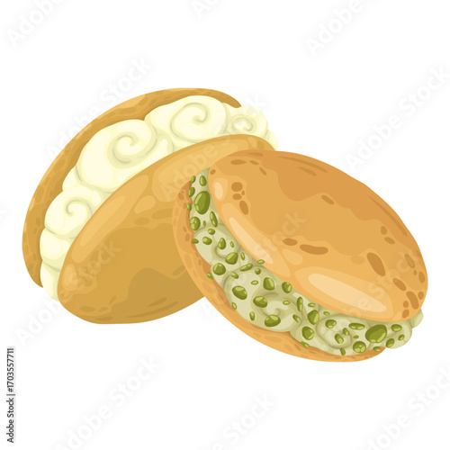Adorable hand drawn vector illustration of Italian buns Maritozzi. These soft, sweet buns are perfect for promotions, cafe menus, Italian desserts