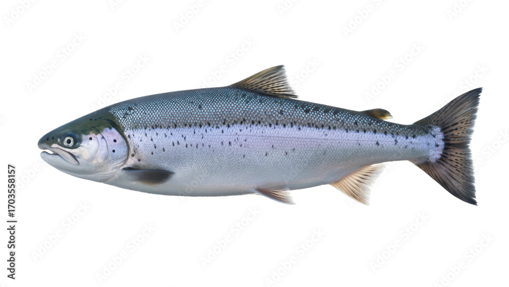 Naklejka premium Fresh Salmon Fish on White Background
