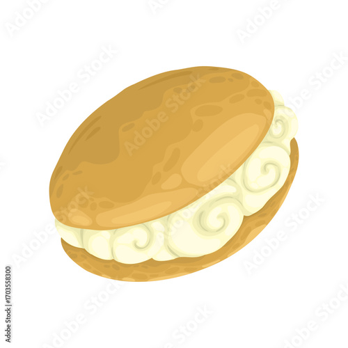 Adorable hand drawn vector illustration of Italian buns Maritozzi. These soft, sweet buns are perfect for promotions, cafe menus, Italian desserts and any design dedicated to homemade baking.