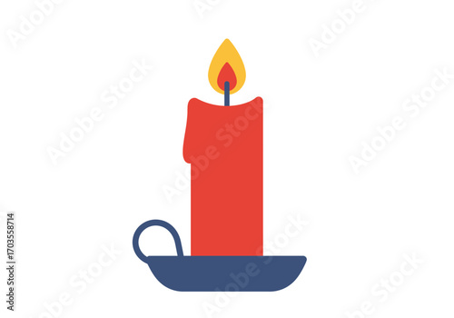burning candle on a blue background