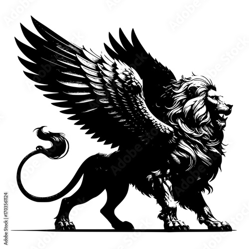 Lion with the wings fantasy image illustration