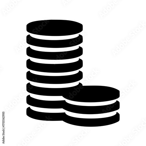 Stack of black coins or tokens depicting wealth, savings and economic concepts