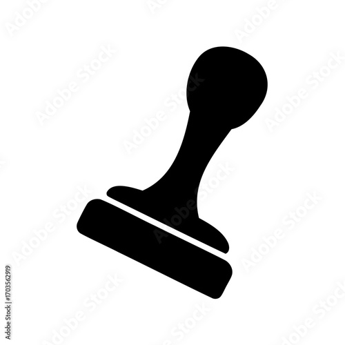 Simple black stamp icon, symbolizing approval and official endorsement procedures