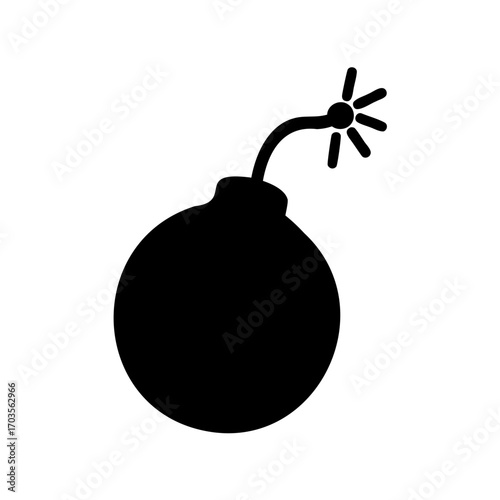 Iconic illustration of a classic cartoon bomb with a burning fuse