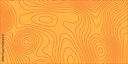 Vector art illustration of a seamless yellow wood spiral pattern design for a wallpaper backdrop. Topographic pattern texture vector Set. Mountain hiking. Map line of topography. World map Template. 