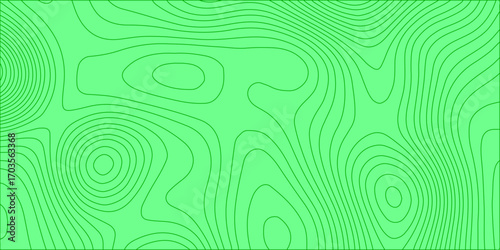 Abstract green background with a seamless pattern of swirling blue and green circles, lines, and waves. green rugged hilly topography. Vector contour topographic map background. geography map grid 