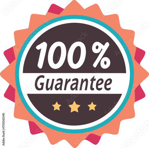 Guarantee badge, label design vector illustration isolated on transparent background