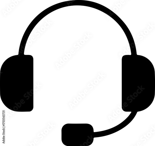 Flat design customer support headset icon for online service and communication vector . eps