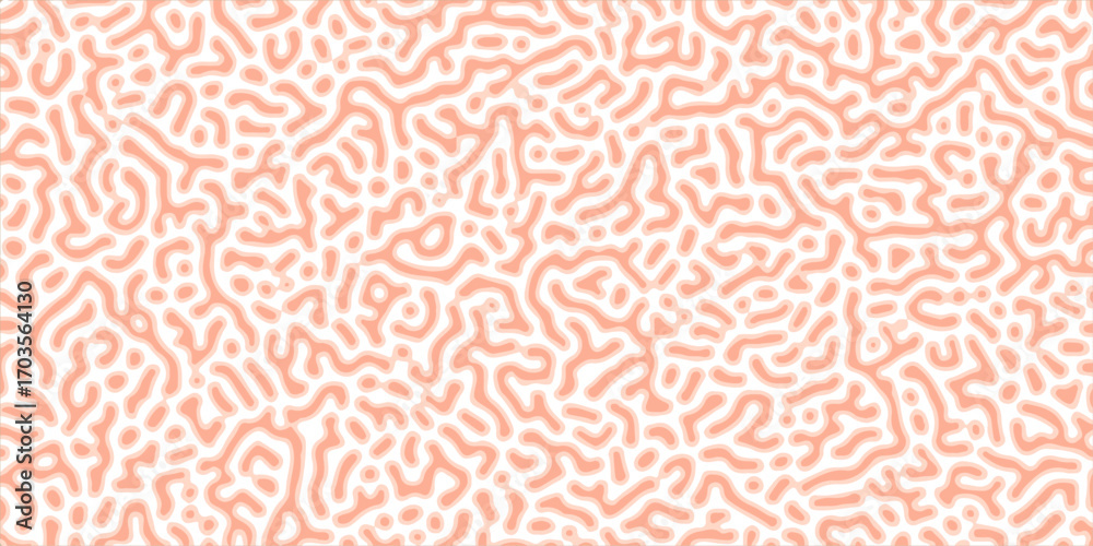 Fototapeta premium Seamless wallpaper with red hearts and ribbon. Red Abstract turing pattern lines. wallpaper fabric diffusion noodle background EPS 10. Generative algorithm psychedelic background. Reaction-diffusion