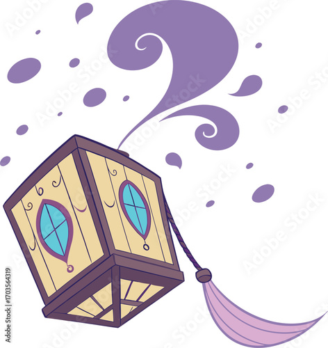Enchanting magic box emitting lavender smoke, whimsical design for fantasy games and storytelling projects