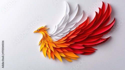 Detailed Paper Cut Art of a Phoenix Symbolizing Rebirth and Transformation