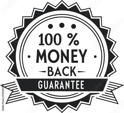 Guarantee badge, label design vector illustration isolated on transparent background