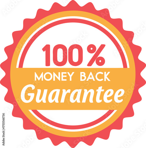 Guarantee badge, label design vector illustration isolated on transparent background