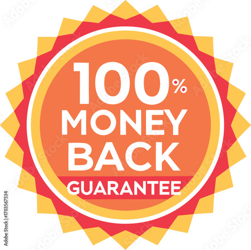 Guarantee badge, label design vector illustration isolated on transparent background