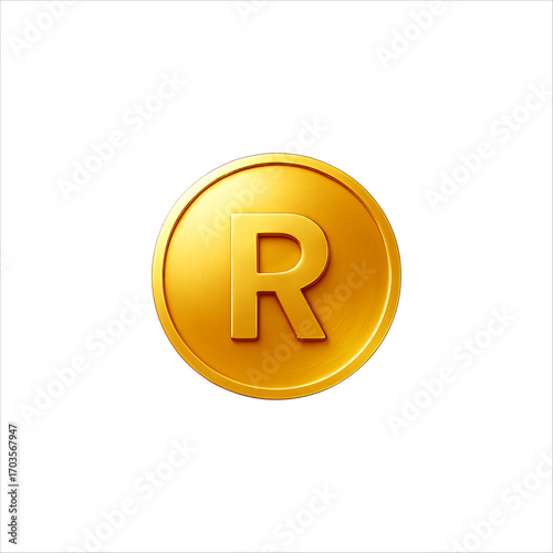 Golden Coin,
Luxury Golden Coin Render Featuring Bold “R” Emblem