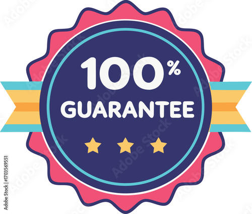 Guarantee badge, label design vector illustration isolated on transparent background