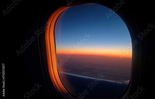 Wallpaper Mural Airplane window view of a vibrant sunrise Torontodigital.ca