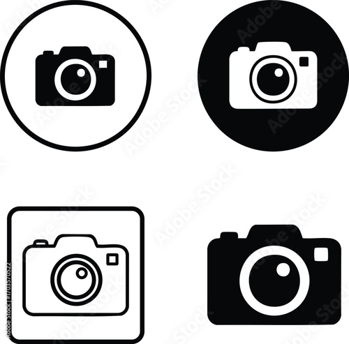 Camera icons set circul icon, square icon