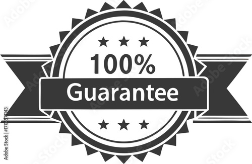 Guarantee badge, label design vector illustration isolated on transparent background