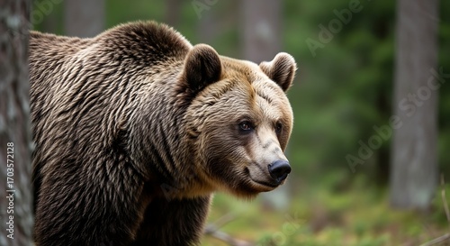 Wallpaper Mural Majestic Brown Bear in its Natural Forest Habitat. Torontodigital.ca
