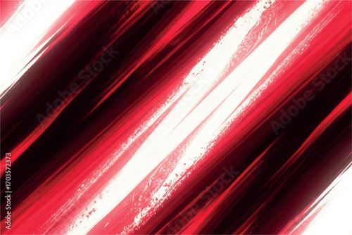 Abstract diagonal brush strokes in vibrant red and white, creating a dynamic and energetic background texture with a sense of motion and intensity