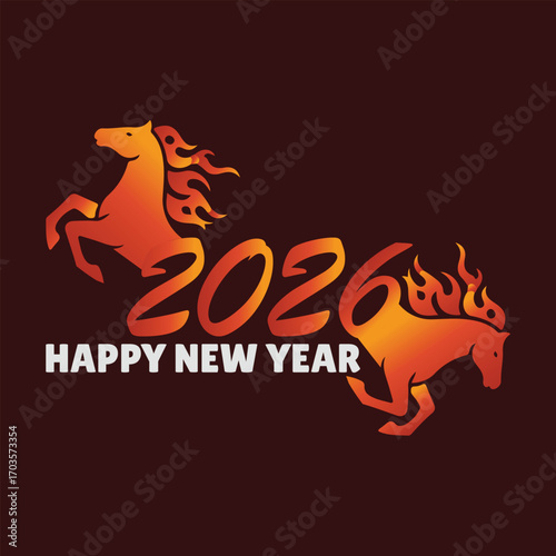 happy 2026 new year, fire horse chinese new year