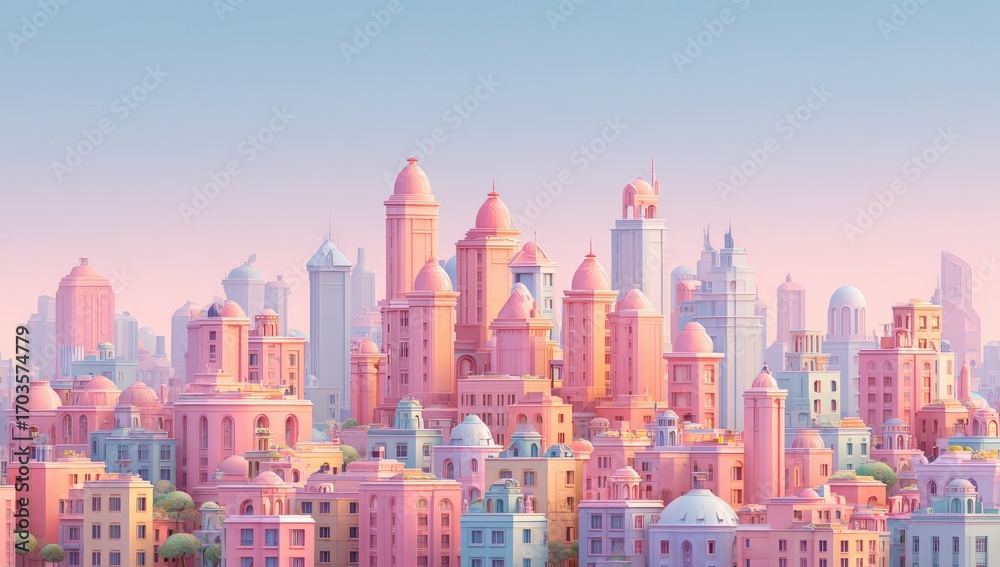 Obraz premium Pastel cityscape panorama