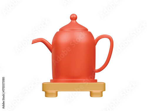 chinese tea pot icon 3d illustration render