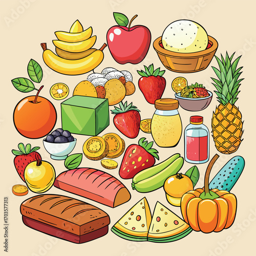  Food vector, Food design, Food concept, Food post, Food cartoon, Food icon, Food template, Food art, Food topics, Food doodle