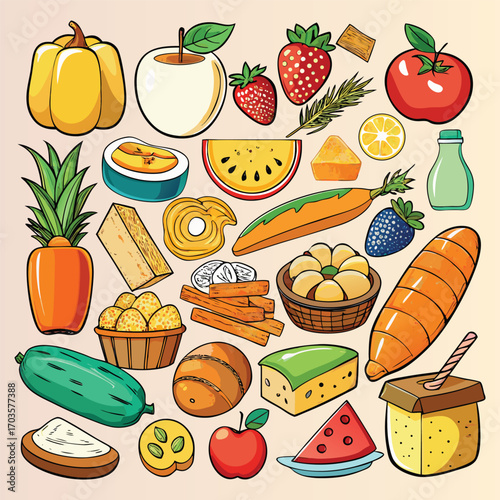  Food vector, Food design, Food concept, Food post, Food cartoon, Food icon, Food template, Food art, Food topics, Food doodle